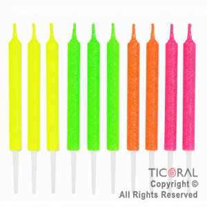 VELA LISA GIBREADA FLUO NEON CON PINCHE X 10
